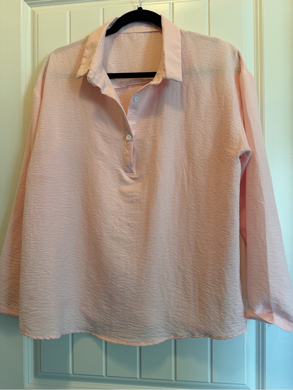 Light Pink Long Sleeve Polo Blouse